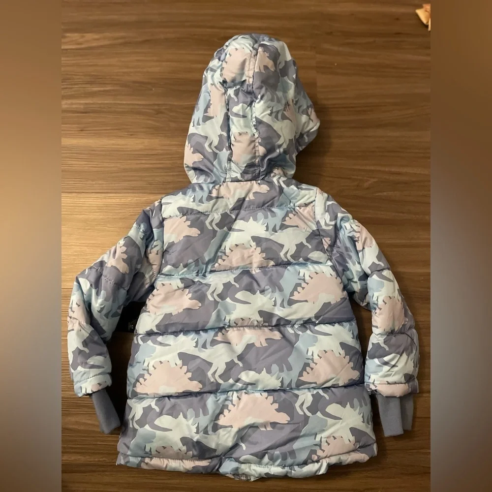 Okie Dokie Kids Dinosaur Puffer Jacket - Blue and Gray size 5T -NWT